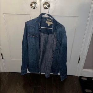 Faux denim button down shirt